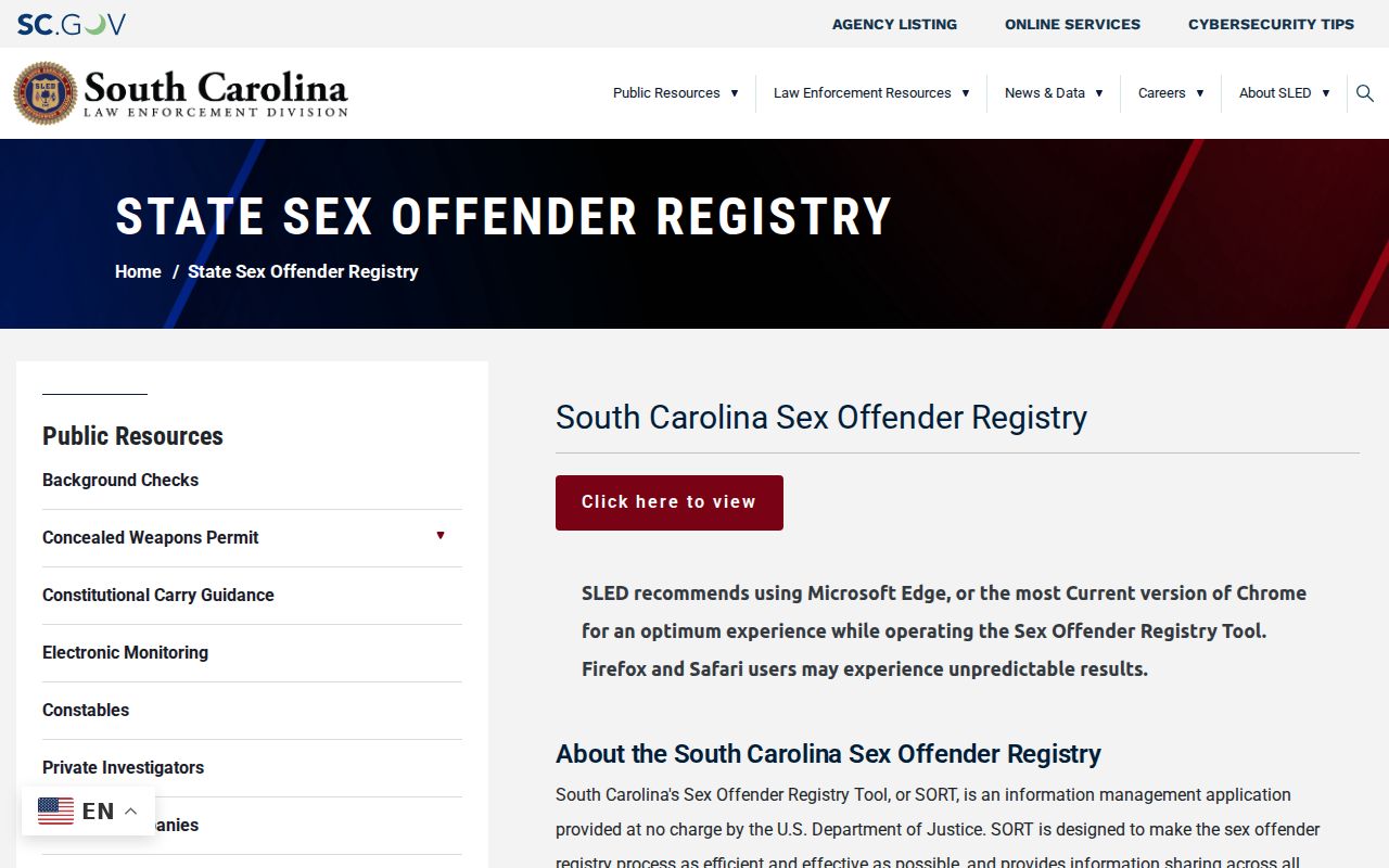 Mount Pleasant resident lookup lawful-use limits on the South Carolina SLED registry